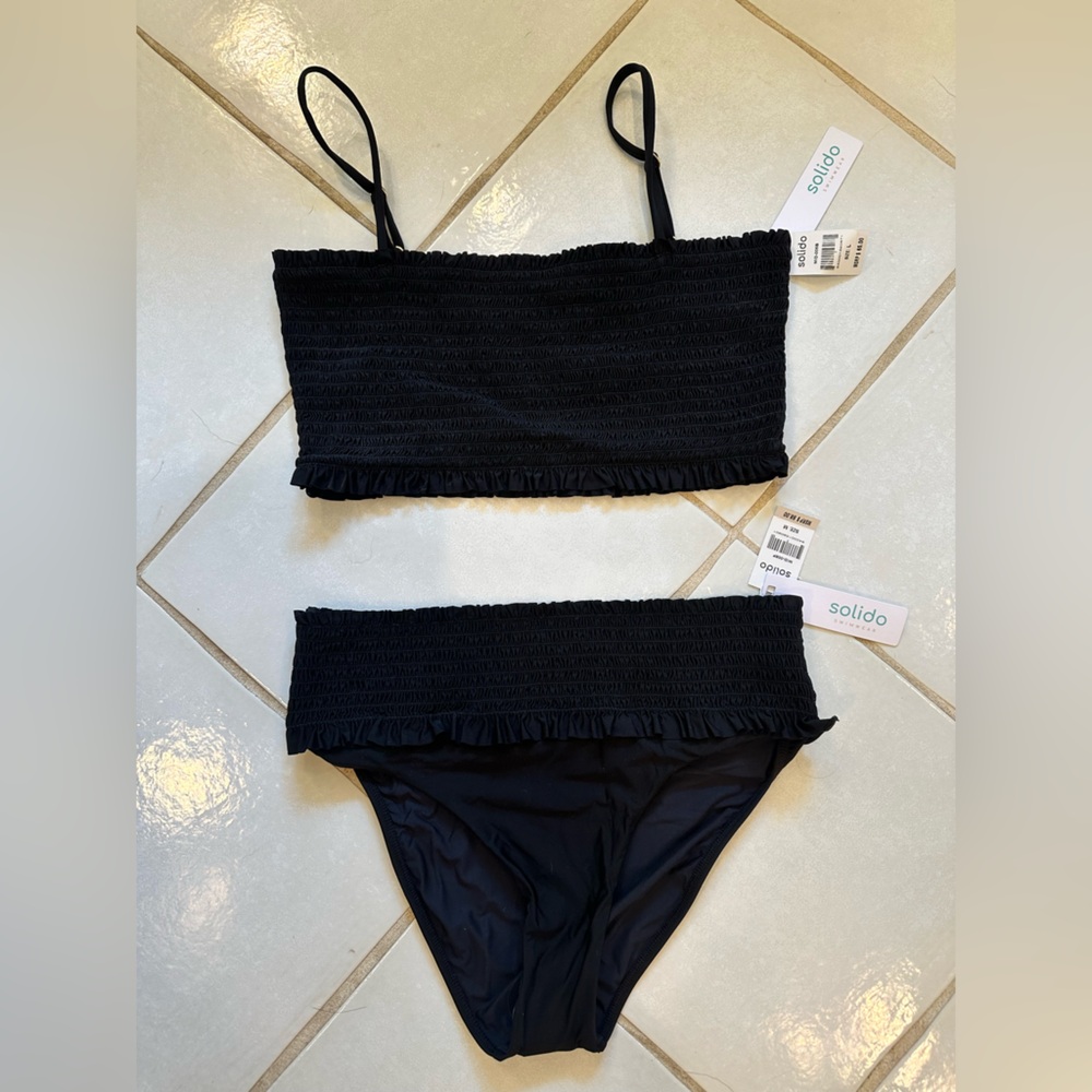 NWT Black Solido Two Piece Bikini